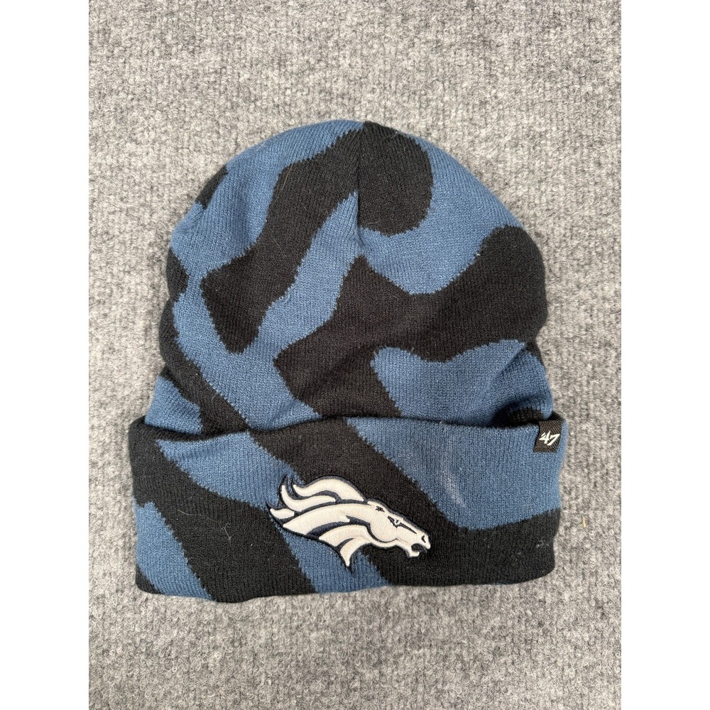Denver Broncos 47 Brand Beanie Hat Blue Black Knit Cuffed NFL Football Womens
